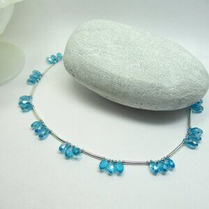 Blue crystal drop necklace